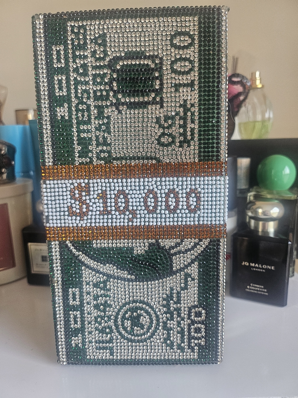 Luxury Green Crystal $10,000 Money Rhinestone Clutch ( LOCO TOASTY)